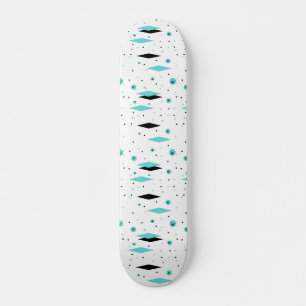 Skateboard Retro Turquesa Diamantes & Starbursts