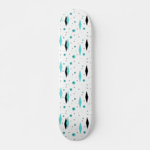 Skateboard Retro Turquesa Diamantes & Starbursts