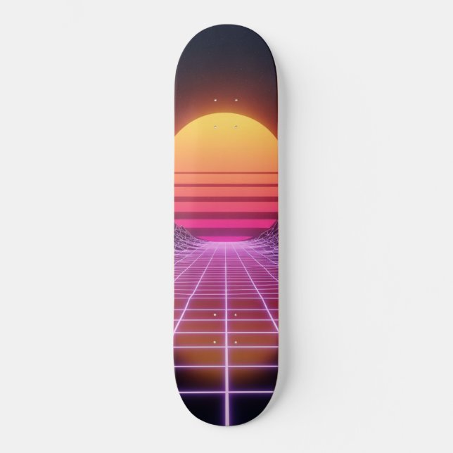 Skateboard Retrowave Landscape (Anverso)