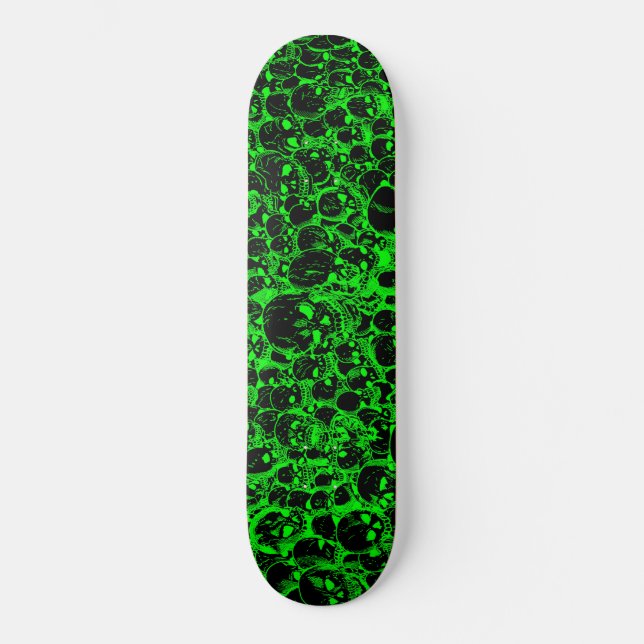 Skateboard Reunión de Skulls Black and Green (Anverso)