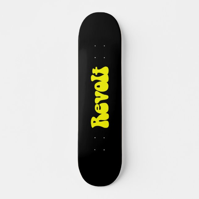 Skateboard Revuelta - Amarillo sobre negro (Anverso )