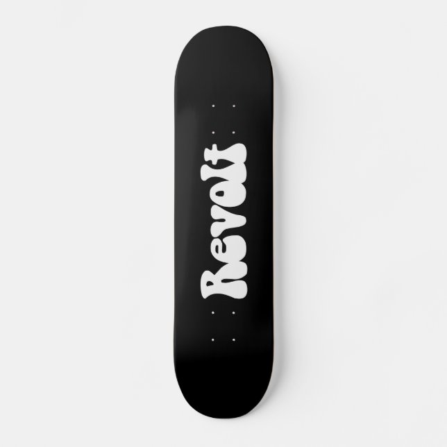 Skateboard Revuelta - Blanco sobre negro (Anverso)