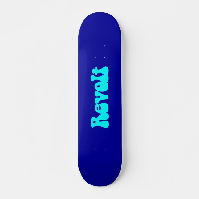 Skateboard Revuelta - Cian sobre azul oscuro (Anverso )