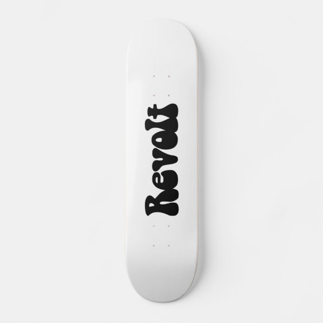 Skateboard Revuelta - Negro sobre blanco (Anverso)