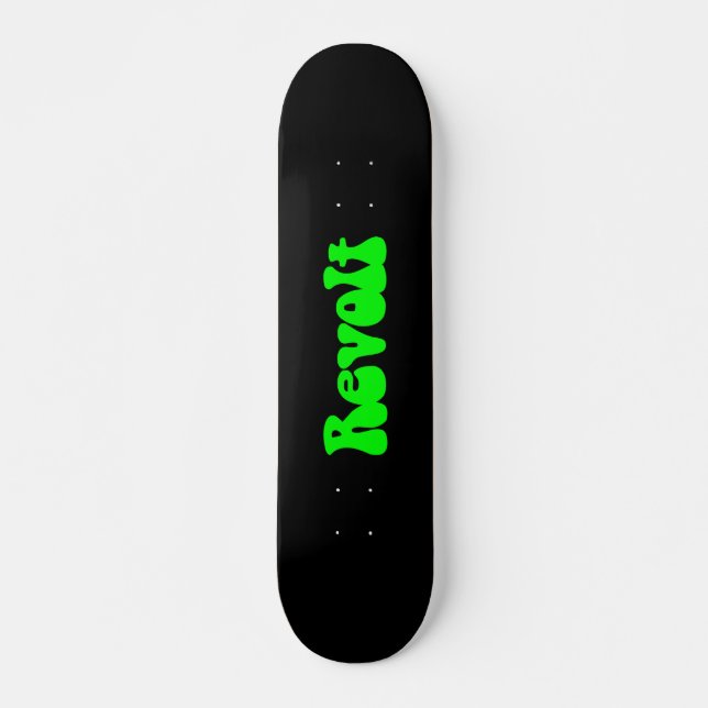 Skateboard Revuelta - Verde sobre negro (Anverso )