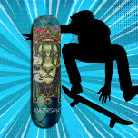 Skateboard REY DE LION WEED personalizado<br><div class="desc">El patinaje sobre hielo LION WEED KING Skating se trata de divertirse,  y hay algo para todos en nuestra gama de patines. ¡Un gorra fabuloso garantiza una sonrisa! ...  ...  Diviértete con tu mensaje personal: patinar por las calles y por el parque de patinaje,  o viajar.</div>