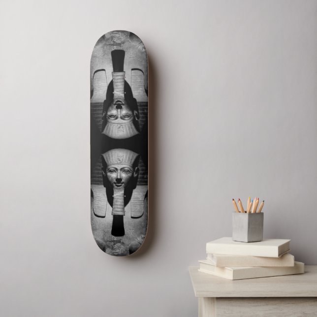 Skateboard Rey del faraón blanco y negro (Arte de la pared)