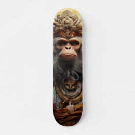 Skateboard Rey Mono Chino con Mirada Seria Decisiva