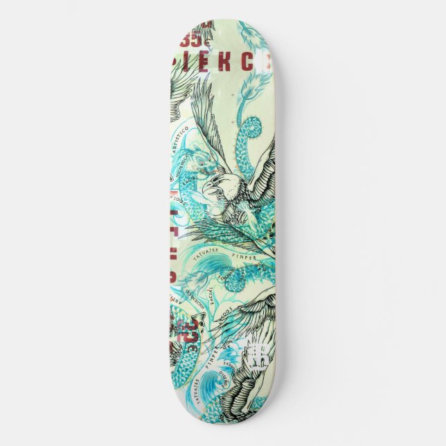 Skateboard Reyerta española del tatuaje (Anverso)