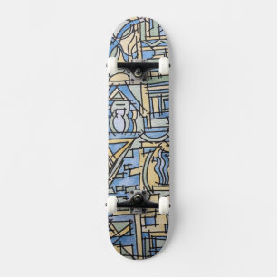 Skateboard Ritmo En Azul-Arte Geométrico Moderno