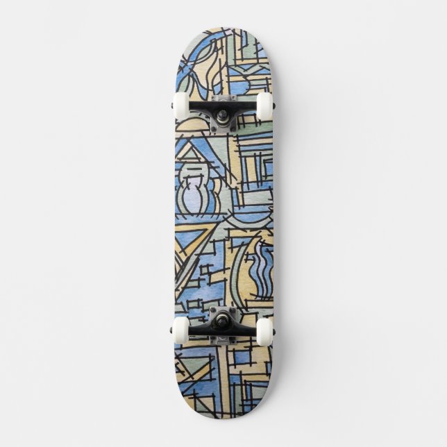 Skateboard Ritmo En Azul-Arte Geométrico Moderno (Anverso)