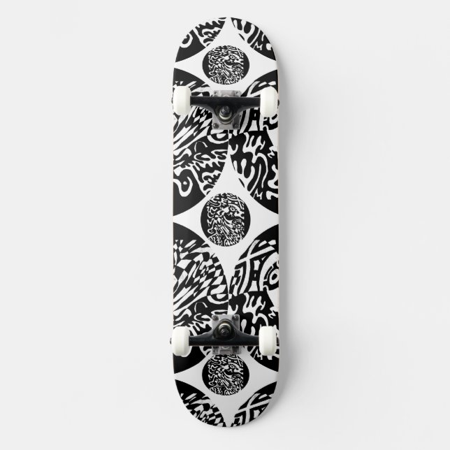 Skateboard "Robot Dreams" B&W Resumen Art (Anverso)