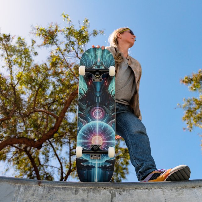 Skateboard Robot Futurista Núcleo Cósmico Ciberpunk (Exterior 1)