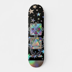 Skateboard Robots holográficos de Purpurinas metálicos en las