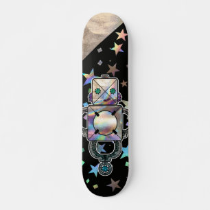 Skateboard Robots holográficos de Purpurinas metálicos en las