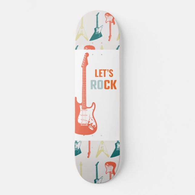 Skateboard Rock de guitarra y Rockstar de música Roll (Anverso)