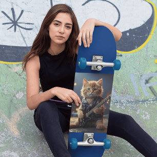 SKATEBOARD ROCKSTAR CAT JUGANDO GUITARRA CUADRO DE PATINAJE