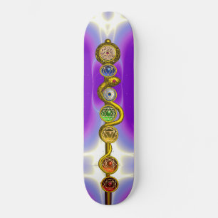 SKATEBOARD ROD DE ASCLEPIUS CON 7 CHAKRAS, ENERGÍA ESPIRITUAL