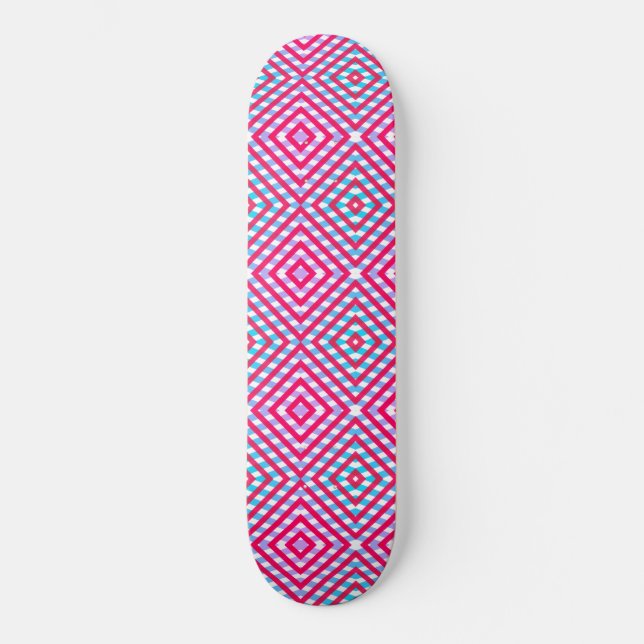 Skateboard Rodilla rosa, morada y azul de diamante (Anverso)