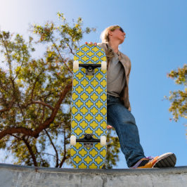 Skateboard Rojo azul amarillo y bebé, Entramado, Quatrefoil