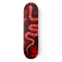 Skateboard rojo de serpiente mística