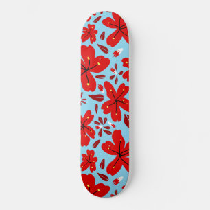 Skateboard Rojo floral