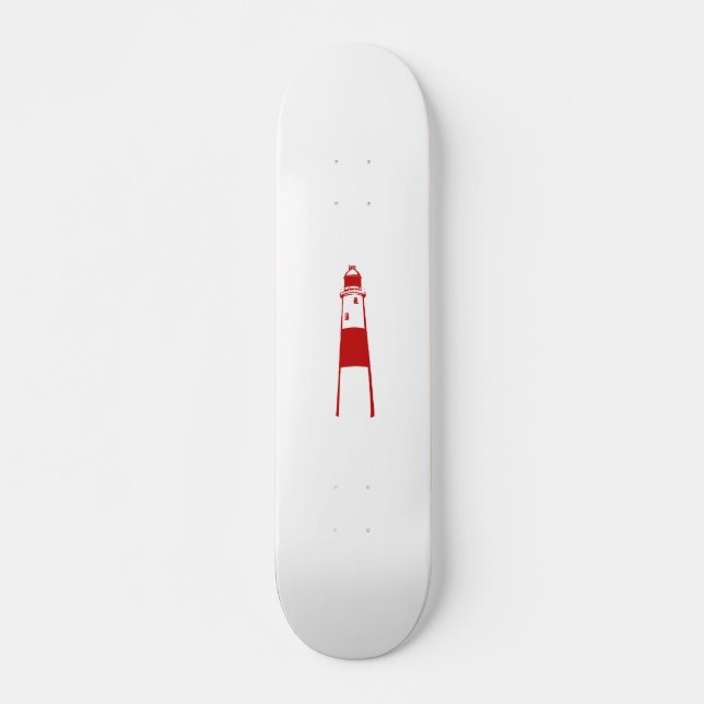 Skateboard rojo gráfico plano white.png del faro (Anverso )