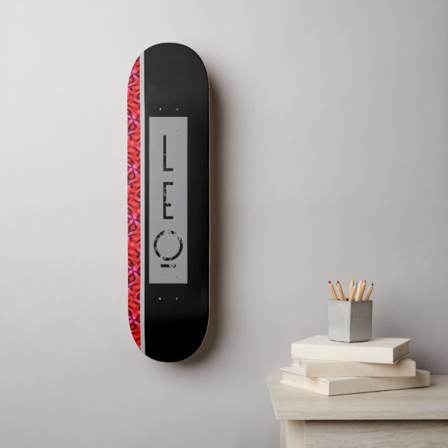 Skateboard rojo gris negro personalizado (Arte de la pared)