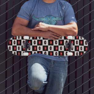 Skateboard Rojo Litros Negro Checkerboard Vibes Retro
