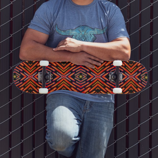 Skateboard Rojo Naranja Negro Fuego  (Exterior 3)