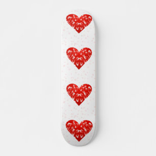 Skateboard Romantic Floral Valentine Heart