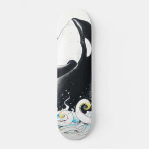 Skateboard Rompiendo ballena orca con tinta de doodle
