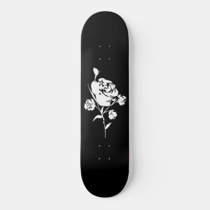 Skateboard Rosa blanca en negro