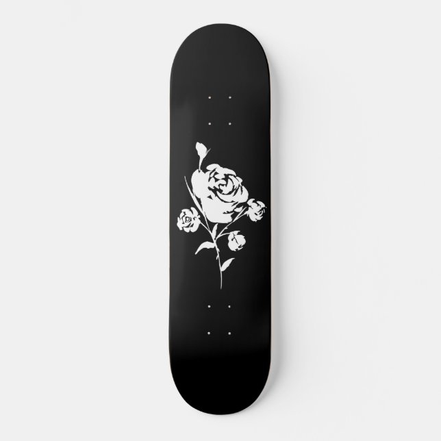 Skateboard Rosa blanca en negro (Anverso)
