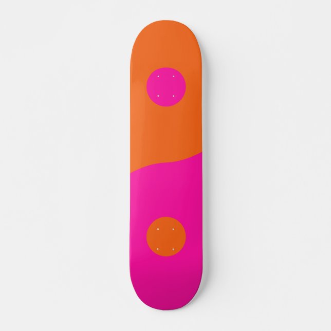 Skateboard Rosa Caliente Y Naranja Yin Yang (Anverso )