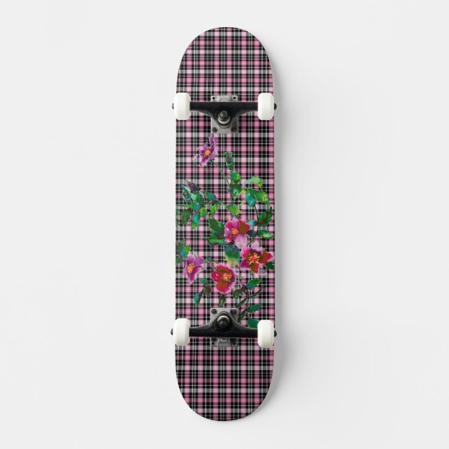 Skateboard Rosa de época rosa y chapa negra (Anverso)
