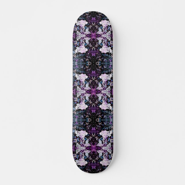 Skateboard Rosa de invierno y mariposas - Hermosa - (Anverso )