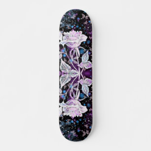Skateboard Rosa de invierno y mariposas - Hermosa