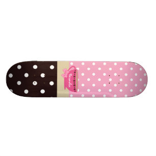 Skateboard Rosa femenino de la taza de té y arco y nombre del