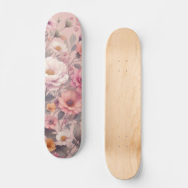 Skateboard Rosa floral moderno rosa elegante