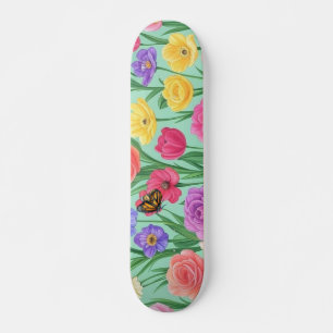 Skateboard Rosa Floral/Primavera Colorida