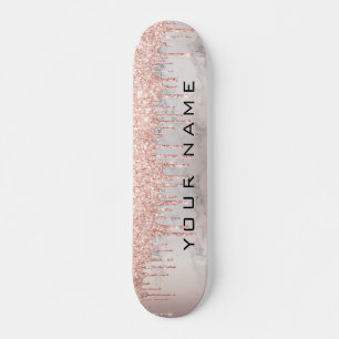 Skateboard Rosa Gold Dris Personalizado Girly Nombre