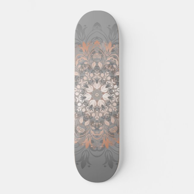 Skateboard Rosa Gold Floral Mandala Girly (Anverso)