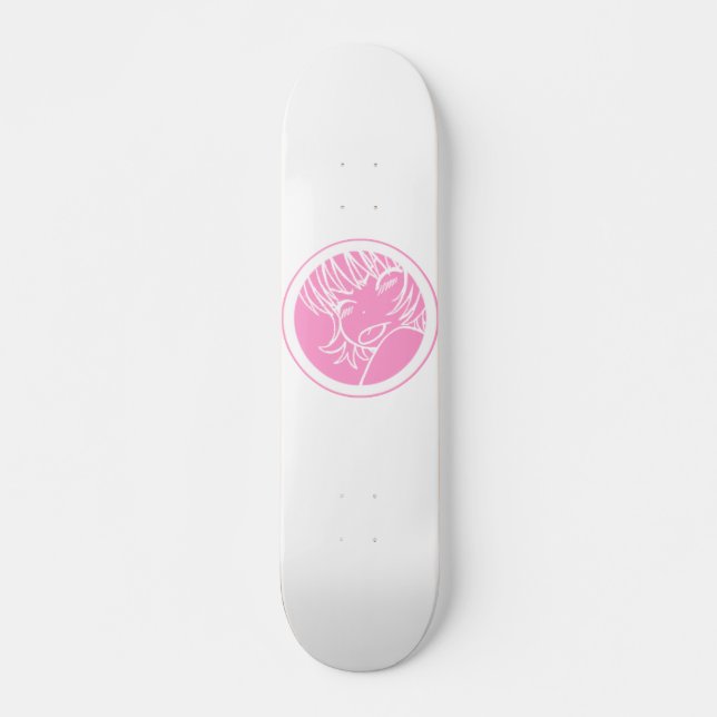 Skateboard rosa lindo del animado del muuhh (Anverso )