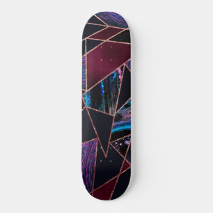 Skateboard Rosa Lujoso Gold Liquid Paint Marble Geométrico