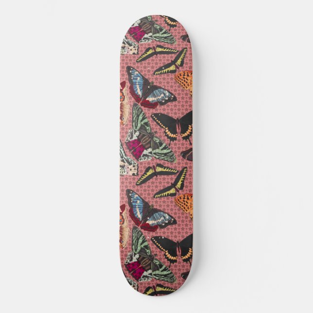 Skateboard Rosa Polvoriento con Ilustraciones de mariposa vin (Anverso)
