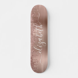 Skateboard Rosa Purpurina de goteo de oro personalizado
