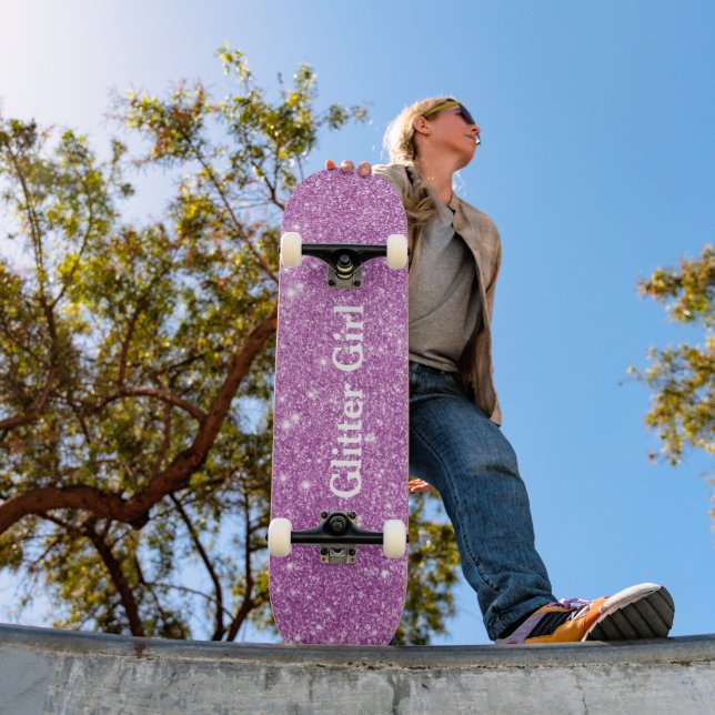 Skateboard Rosa Purpurina Rosado Chica Mostrar Sus Glamour Pa (Exterior 1)