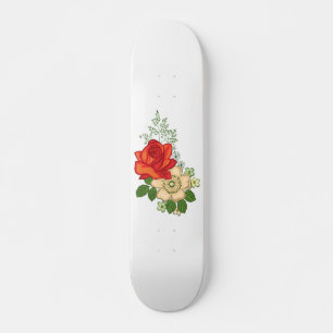 Skateboard Rosa Roja y Margaritas