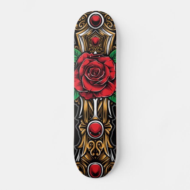 Skateboard Rosa Roja y Rubys (Anverso)